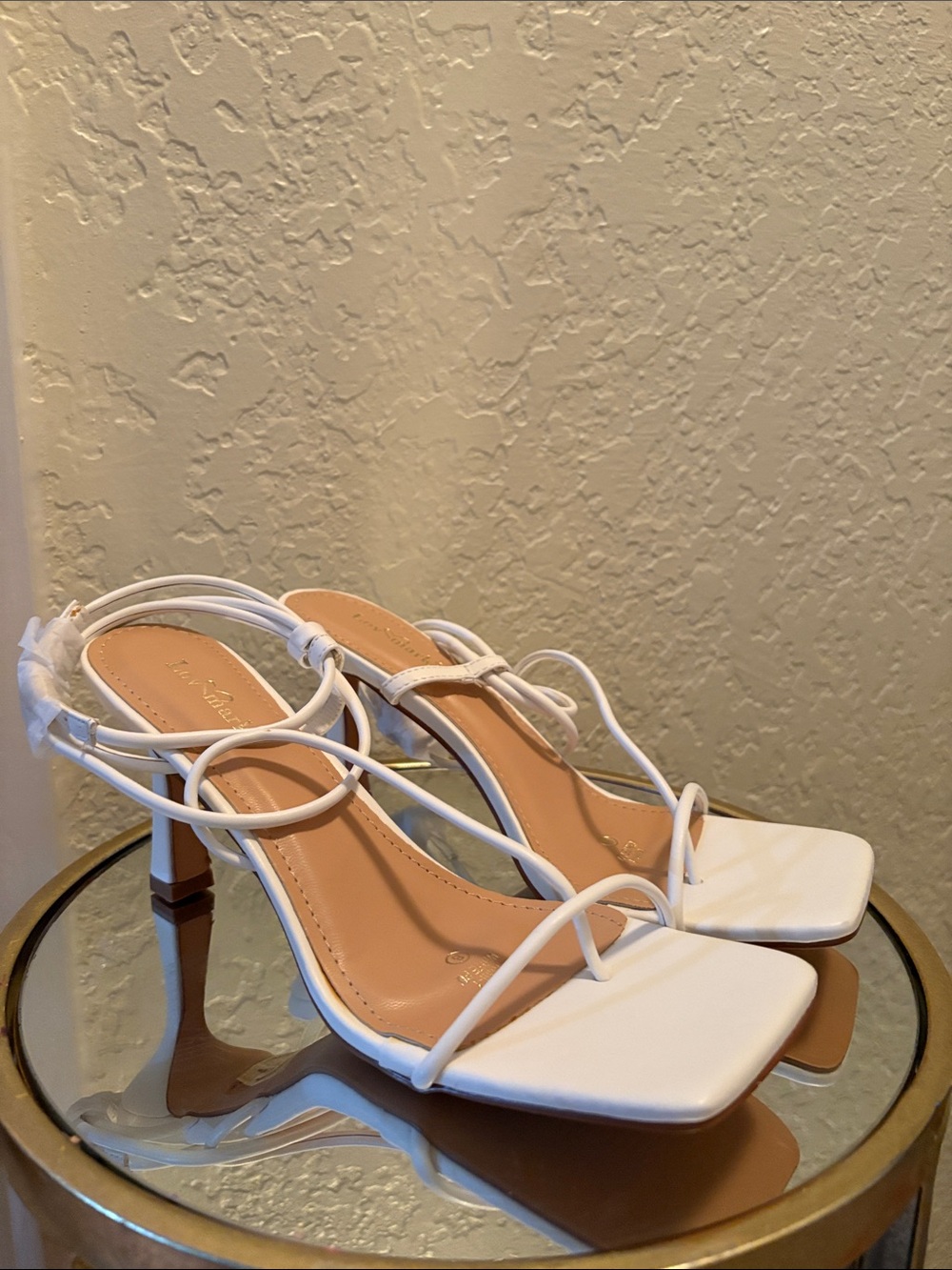White Strappy Square-Toe Women’s Heeled Sandals